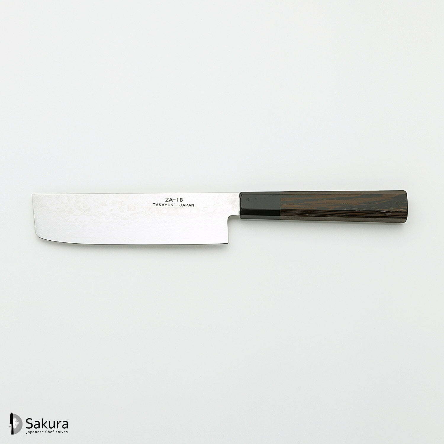 סכין ירקות נַקִירִי 165מ״מ מחושלת בעבודת יד 69 שכבות: פלדת פחמן יפנית ZA-18 עטופה 68 שכבות פלדת דמשק אל-חלד גימור דמשק מראה 45 שכבות סאקאיי טקיוקי יפן
