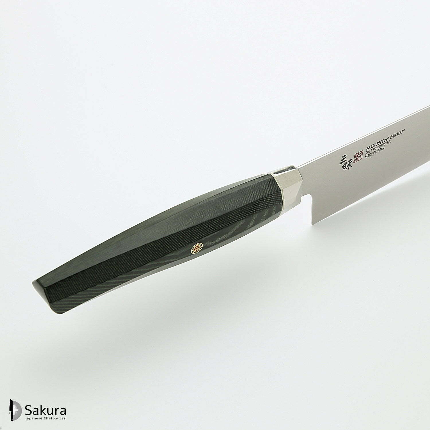 סכין שף רב-תכליתית קִּירִיצוּקֶה 230מ״מ מחושלת בעבודת יד 3 שכבות: פלדת פחמן יפנית מתקדמת מסוג R2/SG2 עטופה פלדת אל-חלד גימור מט מלוטש מקוסטה זאנמאיי יפן ZRG-1206G