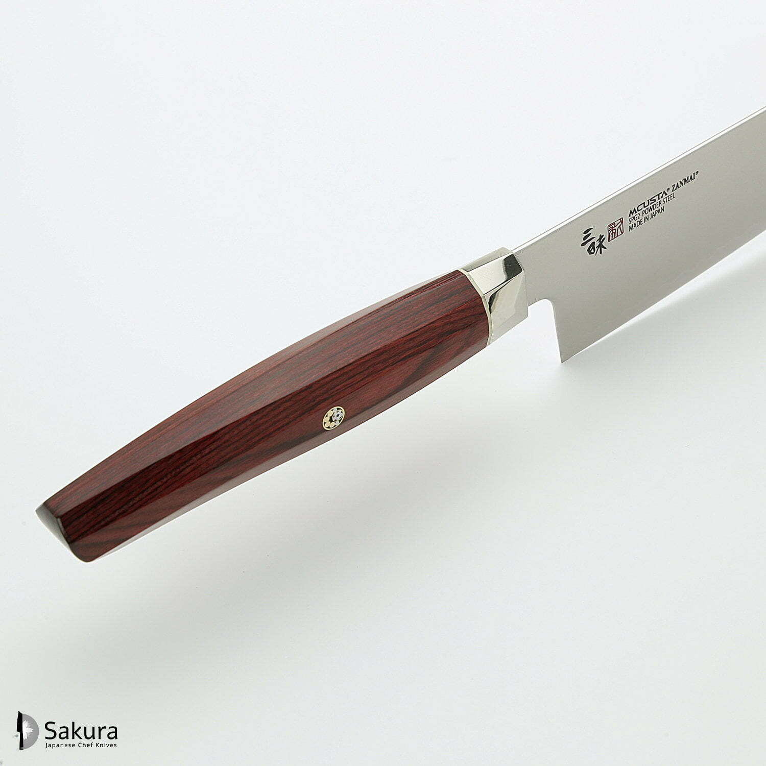 סכין שף רב-תכליתית גִּיוּטוֹ 210מ״מ מחושלת בעבודת יד 3 שכבות: פלדת פחמן יפנית מתקדמת מסוג R2/SG2 עטופה פלדת אל-חלד גימור מט מלוטש מקוסטה זאנמאיי יפן ZRR-1205G