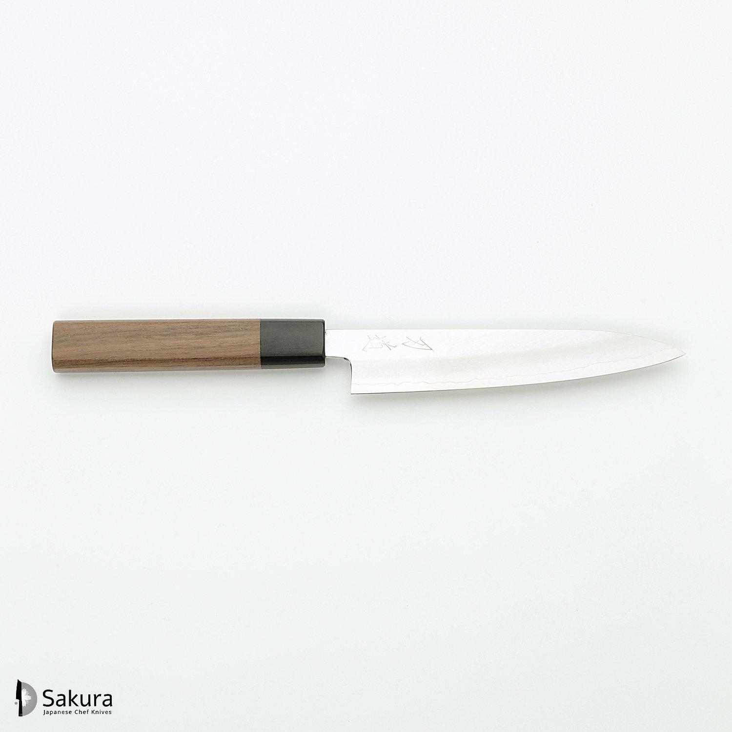 סכין עזר קטנה רב-תכליתית פֶּטִי 150מ״מ מחושלת בעבודת יד 3 שכבות: פלדת פחמן יפנית מתקדמת מסוג Ginsan Silver#3 עטופה פלדת אל-חלד בגימור מט מלוטש גימור מט מלוטש האדו יפן