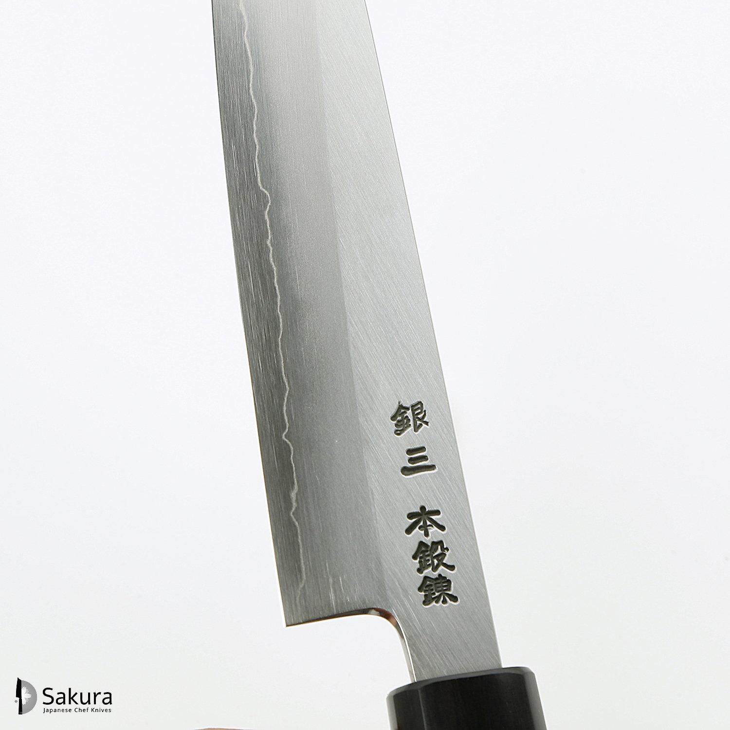 סכין עזר קטנה רב-תכליתית פֶּטִי 150מ״מ מחושלת בעבודת יד 3 שכבות: פלדת פחמן יפנית מתקדמת מסוג Ginsan Silver#3 עטופה פלדת אל-חלד בגימור מט מלוטש גימור מט מלוטש האדו יפן