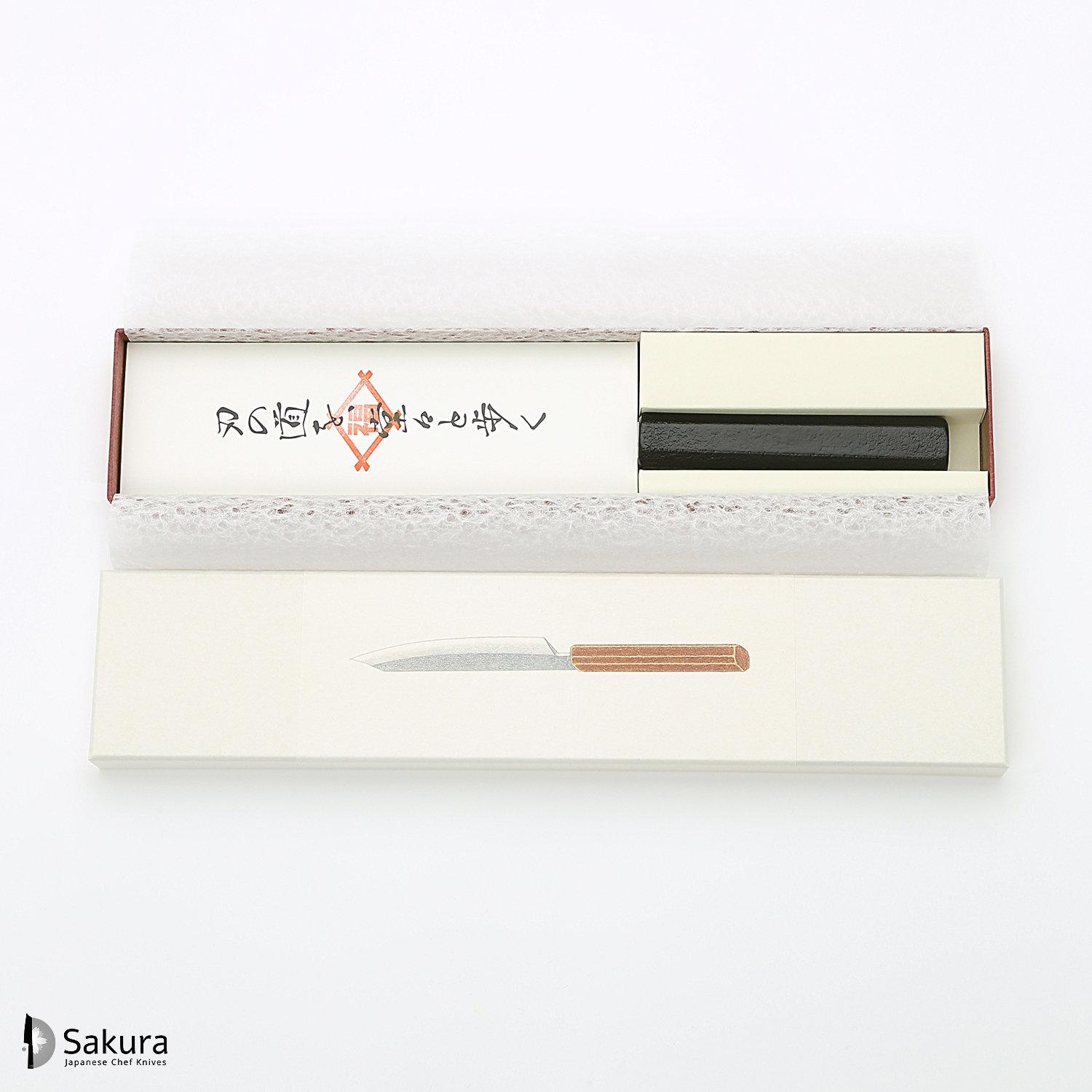 סכין רב-תכליתית בּוּנְקָה 180מ״מ מחושלת בעבודת יד 3 שכבות: פלדת פחמן יפנית מתקדמת מסוג Ginsan Silver#3 עטופה פלדת אל-חלד בגימור דמשק גימור דמשק האדו יפן