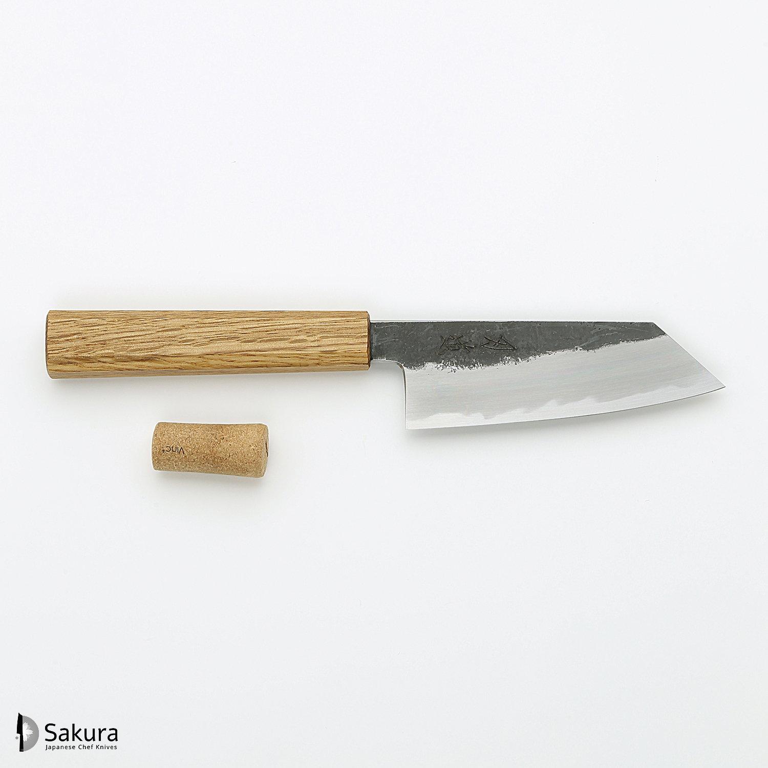 סכין עזר קטנה רב-תכליתית קוֹ-בּוּנְקָה 135מ״מ מחושלת בעבודת יד 3 שכבות: פלדת פחמן יפנית מתקדמת מסוג Shirogami #2 עטופה ברזל בגימור קורואיצ׳י שחור גימור קורואיצ׳י שחור האדו יפן