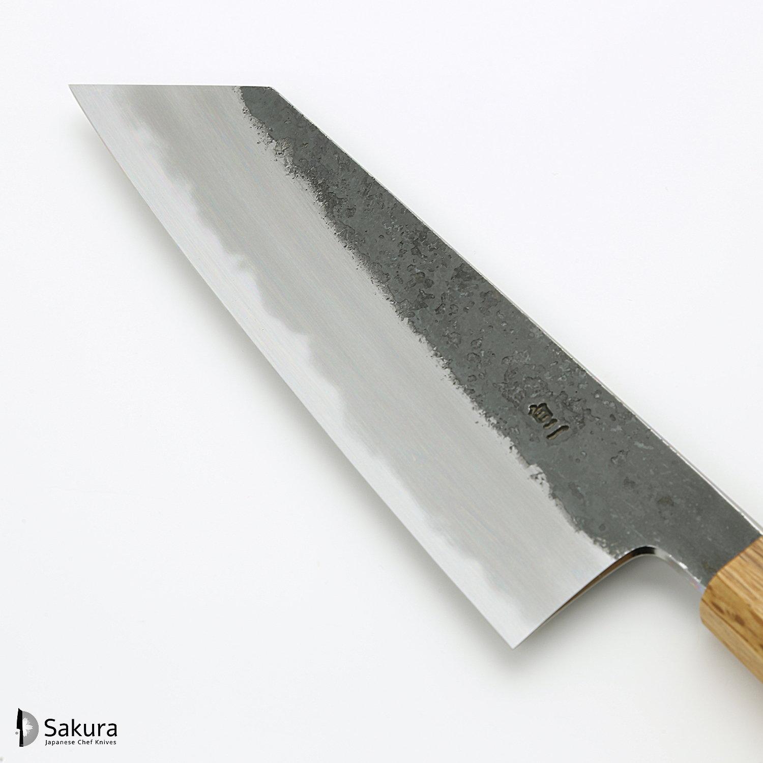 סכין רב-תכליתית בּוּנְקָה 170מ״מ מחושלת בעבודת יד 3 שכבות: פלדת פחמן יפנית מתקדמת מסוג Shirogami #2 עטופה ברזל בגימור קורואיצ׳י שחור גימור קורואיצ׳י שחור האדו יפן