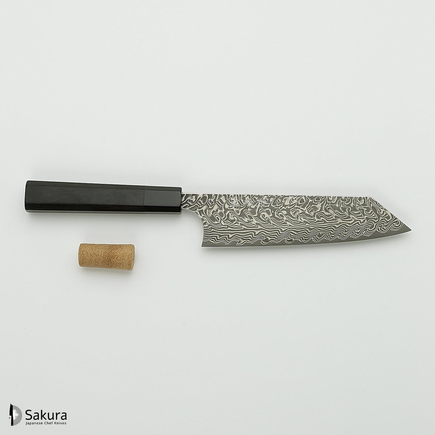 סכין רב-תכליתית בּוּנְקָה 165מ״מ מחושלת בעבודת יד 3 שכבות: פלדת פחמן יפנית מתקדמת מסוג R2/SG2 עטופה פלדת דמשק אל-חלד גימור דמשק יושימי קאטו יפן
