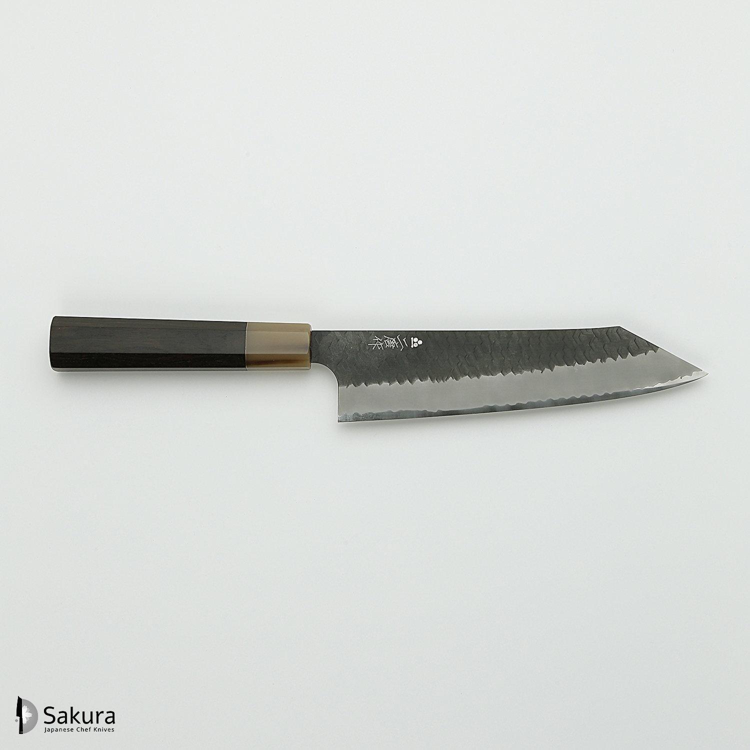 סכין שף רב-תכליתית קִּירִיצוּקֶה גִּיוּטוֹ 210מ״מ מחושלת בעבודת יד 3 שכבות: פלדת פחמן יפנית מתקדמת מסוג R2/SG2 עטופה פלדת אל-חלד גימור קורואיצ׳י שחור עם ריקוע פטיש ניגארה יפן