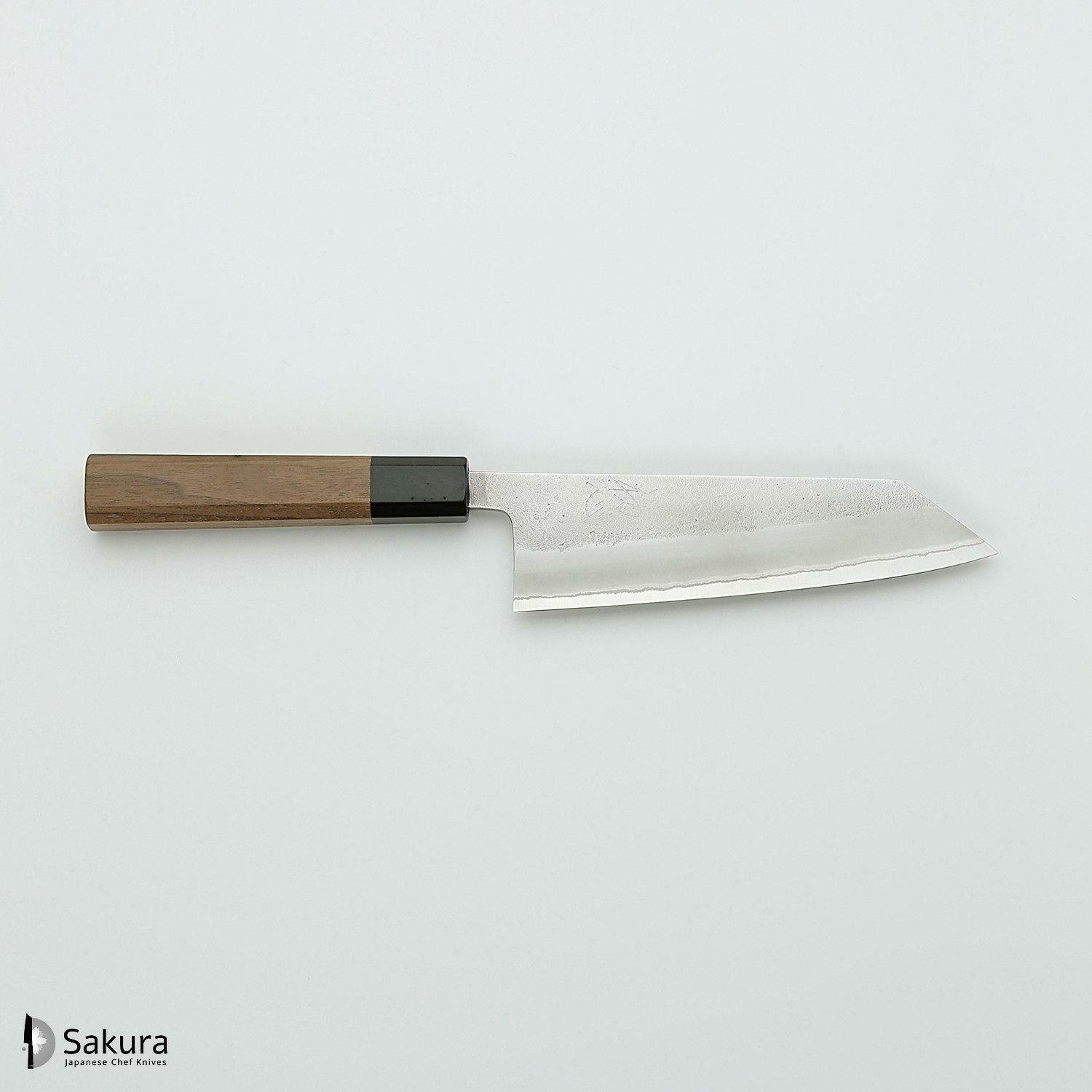סכין רב-תכליתית בּוּנְקָה 165מ״מ מחושלת בעבודת יד 3 שכבות: פלדת פחמן יפנית מתקדמת מסוג Shirogami #2 עטופה פלדת אל-חלד גימור מט חיספוס טבעי יושיקאנה יפן