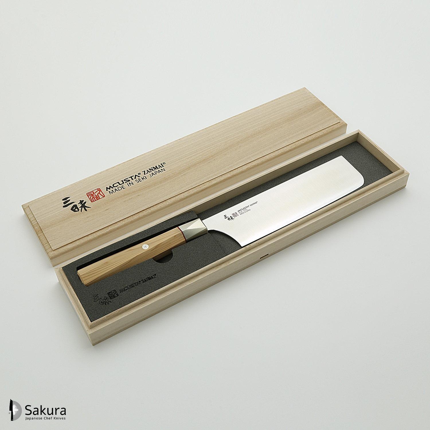 סכין ירקות נַקִירִי 165מ״מ מחושלת בעבודת יד 3 שכבות: פלדת פחמן יפנית מתקדמת מסוג Aogami Super עטופה פלדת אל-חלד גימור מט מלוטש מקוסטה זאנמאיי יפן ZBX-5008B