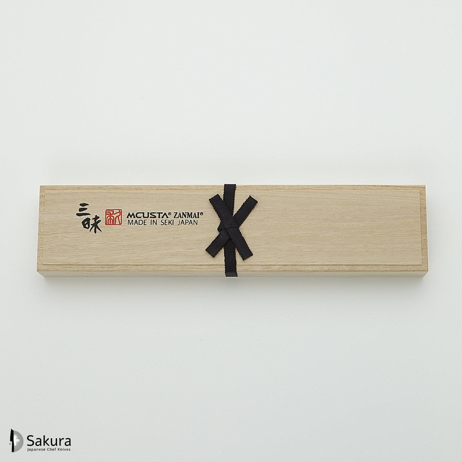 סכין רב-תכליתית בּוּנְקָה 180מ״מ מחושלת בעבודת יד 3 שכבות: פלדת פחמן יפנית מתקדמת מסוג Aogami Super עטופה פלדת אל-חלד גימור מט מלוטש מקוסטה זאנמאיי יפן ZBX-5016B