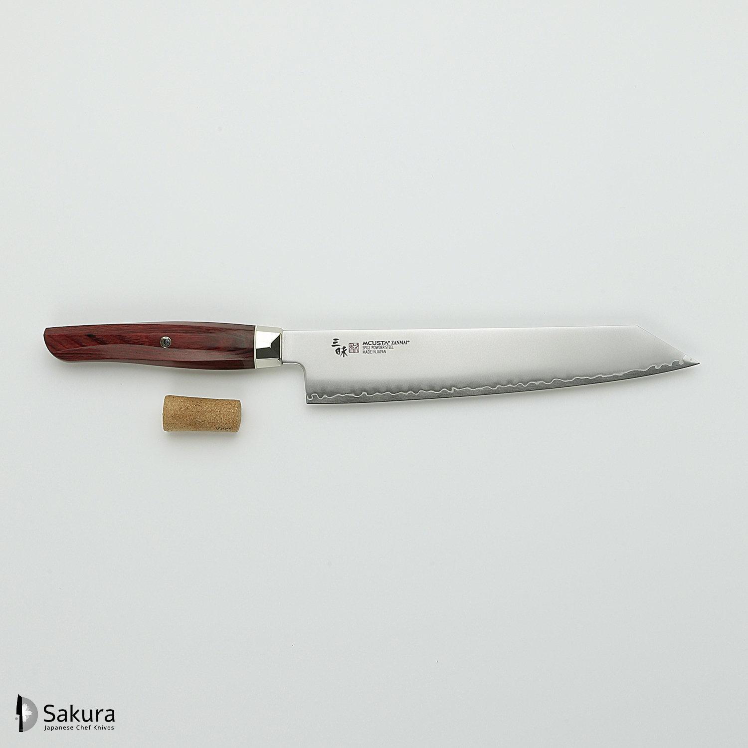 סכין שף רב-תכליתית קִּירִיצוּקֶה 230מ״מ מחושלת בעבודת יד 3 שכבות: פלדת פחמן יפנית מתקדמת מסוג R2/SG2 עטופה פלדת אל-חלד גימור מט מלוטש מקוסטה זאנמאיי יפן ZRR-1206G