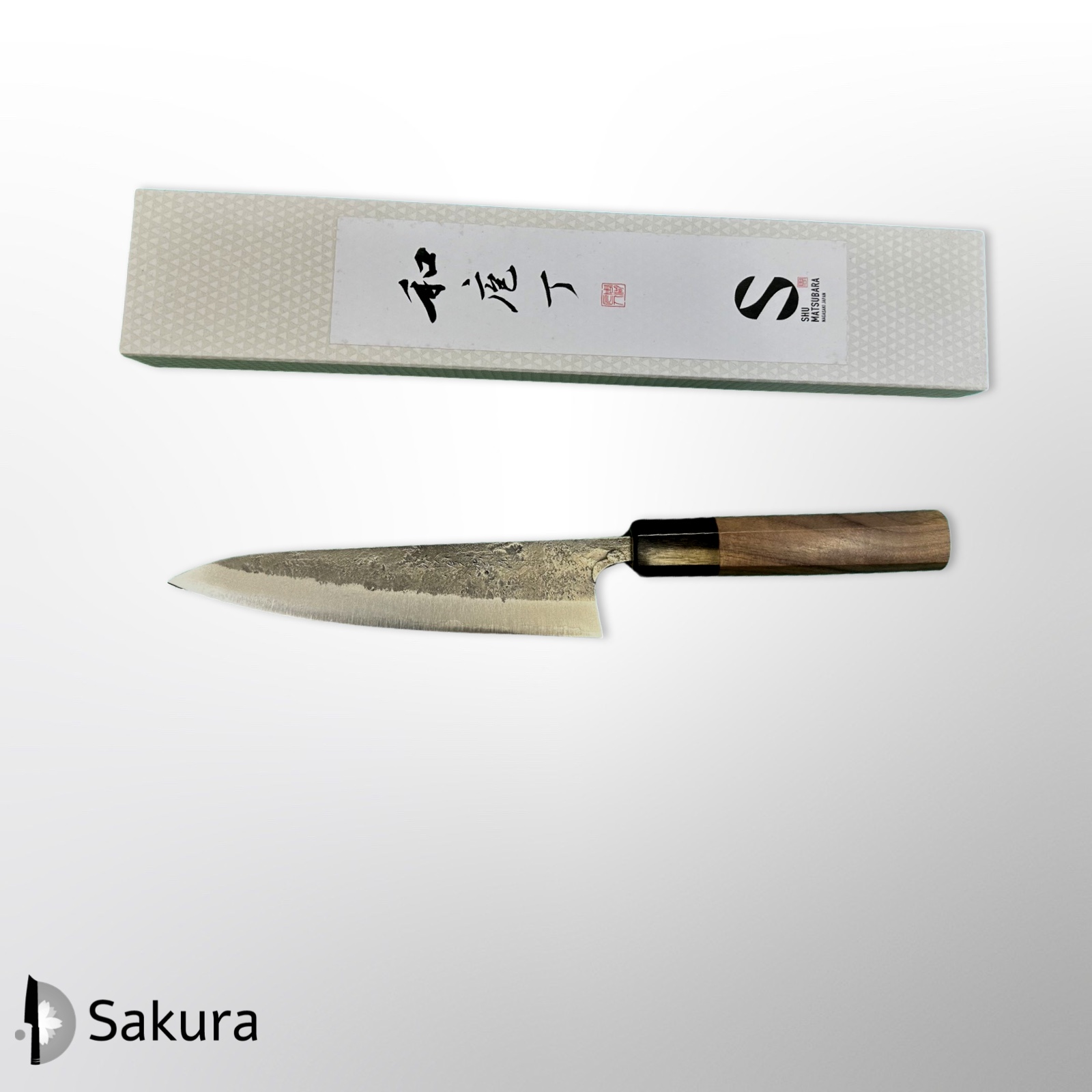 סכין עזר קטנה פטי 150מ״מ פלדת פחמן פחמן אוגמי #2 גימור נשיג׳י ידית מסורתית עץ אגוז מתומנת מאצוברה יפן [SKMATSTKKNBP1502442]