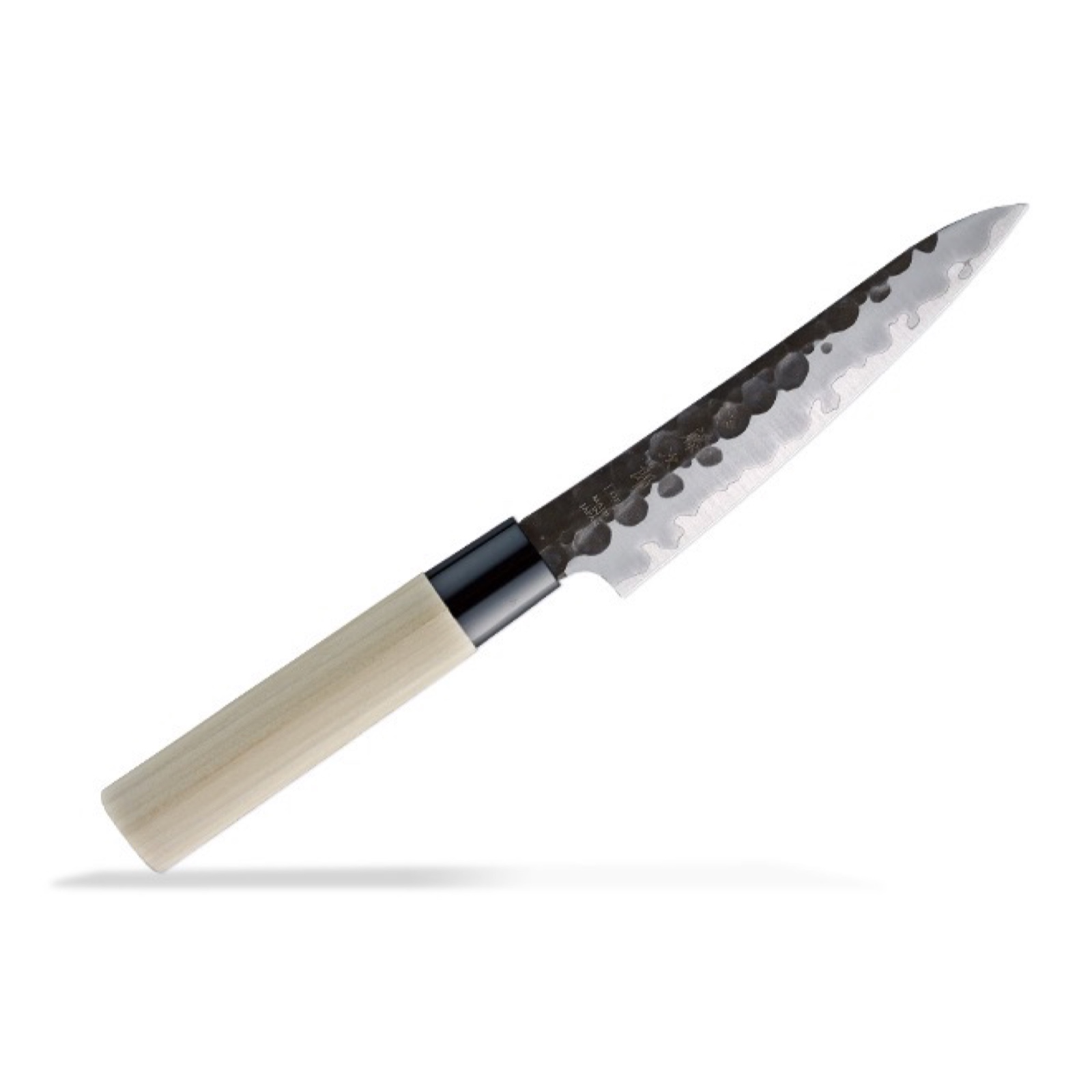 סכין עזר קטנה רב-תכליתית פֶּטִי 130מ״מ מחוזקת 3 שכבות: פלדת פחמן יפנית VG-10 עטופה פלדת אל-חלד גימור קורואיצ׳י שחור עם ריקוע פטיש טוג׳ירו יפן