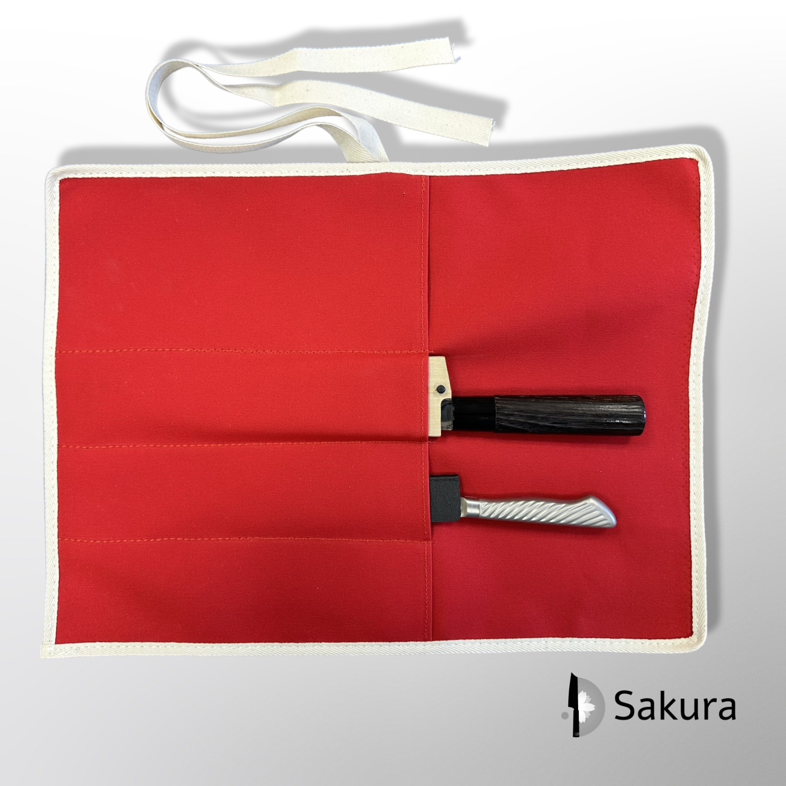תיק סכינים מקצועי עשוי בד קנווס – 4 סכינים 240מ״מ *אדום* ŌUL Sakai יפן [SKFUKU237894 -18]