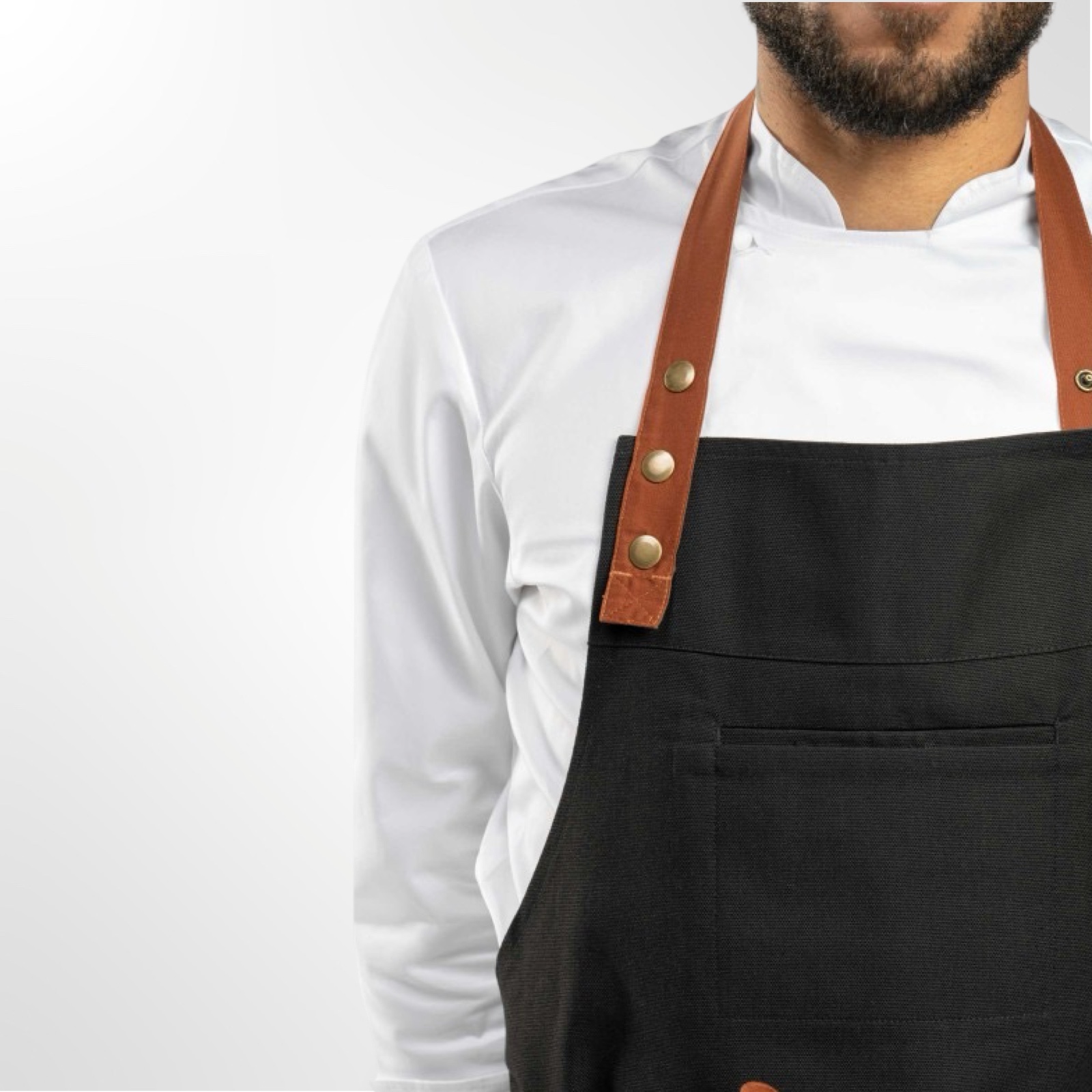 סינר שף ארוך מעוצב שחור/כתום – Bragard ברגארד